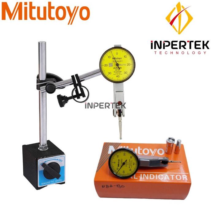 Dial Indicator Mitutoyo + Magnetic Base Stand Gauge Test Indikator Set