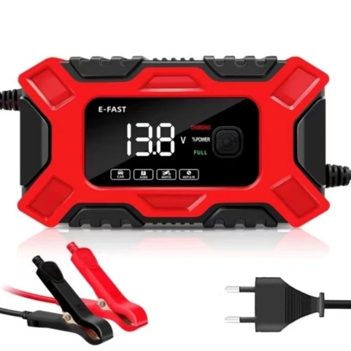 Charger aki Mobil Motor E-Fast 12v 6A Repair Aki Otomatis/Charger Aki