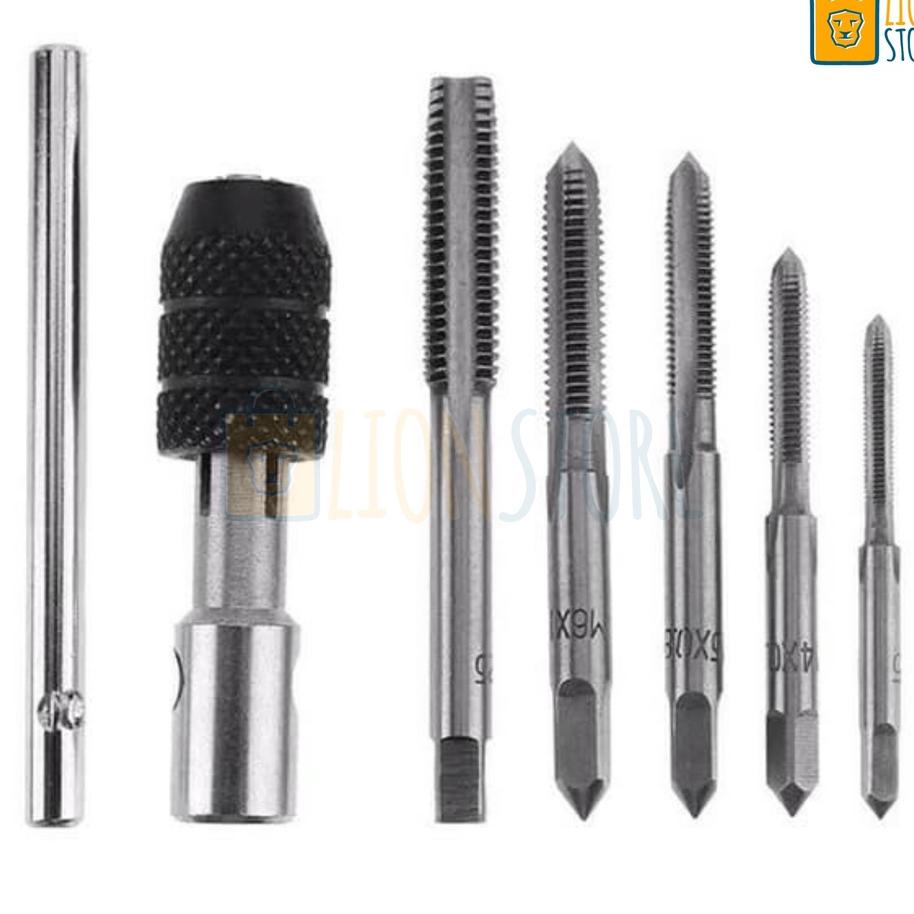 Set Hand Tap Mata Bor Tap Senai Baut Pembuat Derat Ulir Sekrup Tap Wrench Set