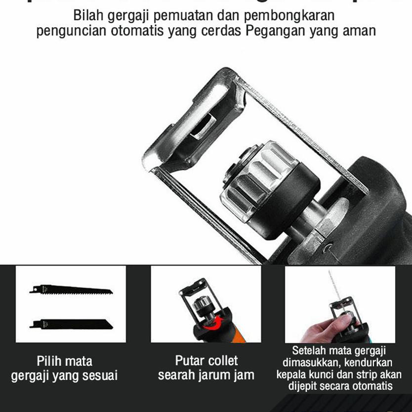 Keletool Cordless Reciprocating Saw 48V Ni Chainsaw Cordless Chainsaw Mesin Gergaji Kayu Gergaji Lis