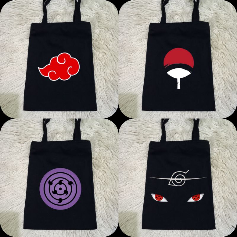 Totebag Hitam Akatsuki Pain Anime Naruto 100% Kanvas Premium / Tas Jinjing Hitam Anime / Tas Belanja