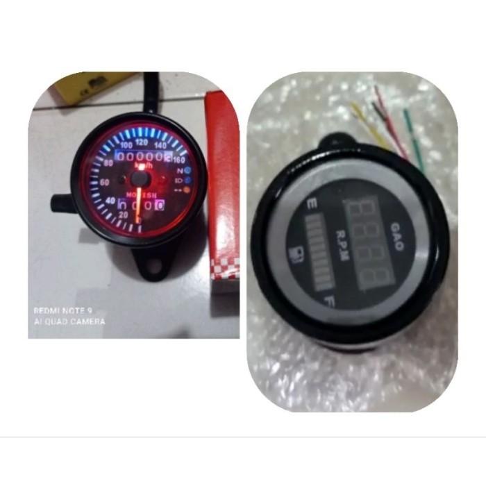 SPIDO METER AMPER BENSIN RPM KILOMETER INDIKATOR BULAT UNTUK RX KING