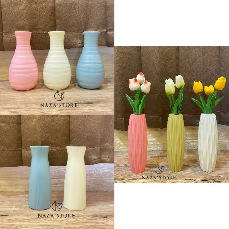 Vas Aesthetic Pot Bunga Plastik/ Hiasan Meja Minimalis