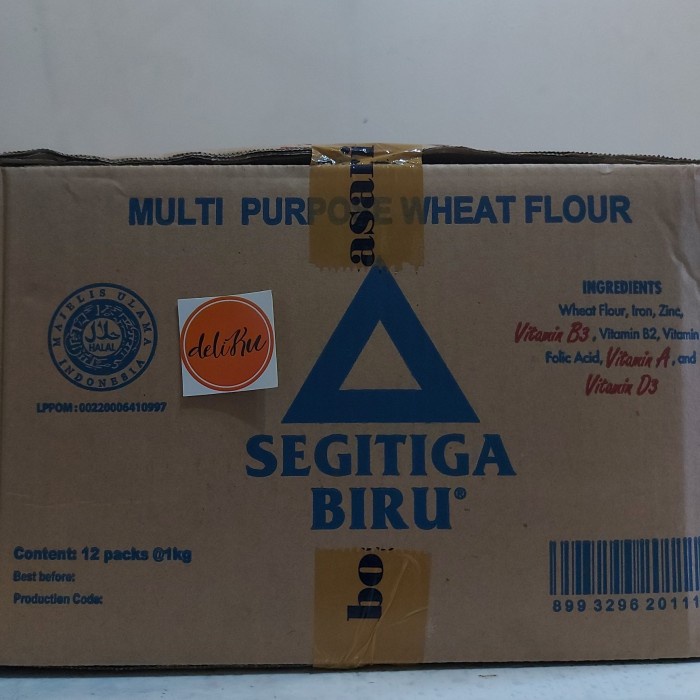 

DUS karton tepung terigu SEGITIGA biru premium 1kg isi 12 pcs