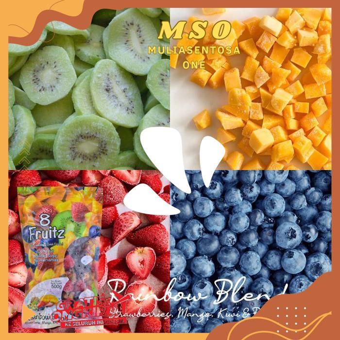 

FROZEN IQF RAINBOW MIX ( STRAWBERRY,MANGO,KIWI&BLUEBERRY) BEKU 500 GR BEST QUALITY PRODUCT !!