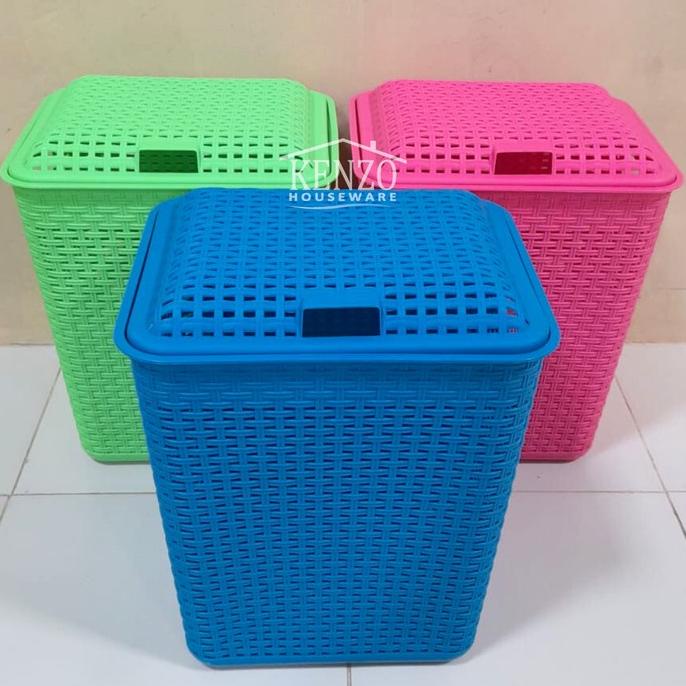 Keranjang Baju Kotor Plastik Keranjang Kotak Laundry Plastik Tutup -27sg