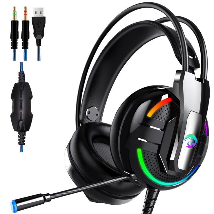 NEW Headset bando besar Gaming hadset with Microphone noise cancelling Headphone Wired Hedsed hansad