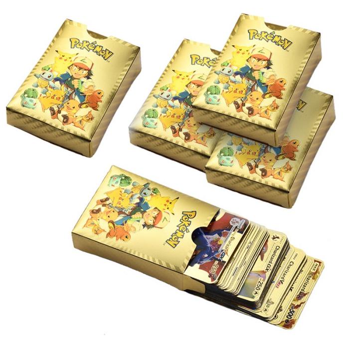 55pcs/set Kartu Pokemon Pokemon Gold Vmax Charizard Versi Inggris