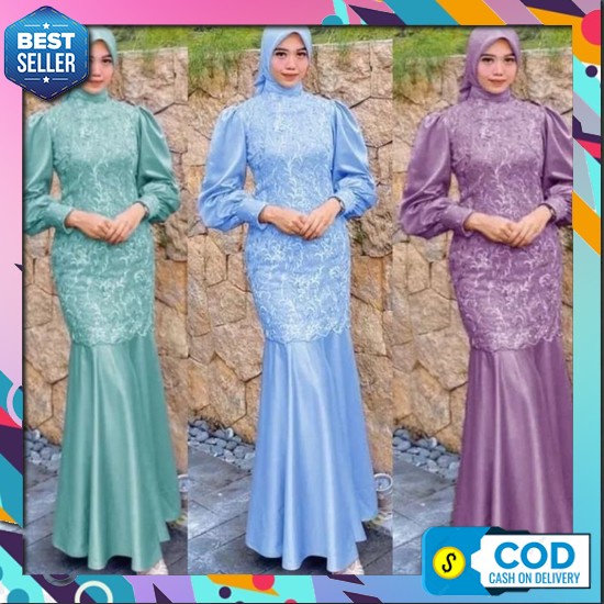 Setelan Gamis Bsju Games Kekinian Dress Pesta Kondangan Gamis 2In1 Branded Ibu Ibu 1 Set Gamis Satu 