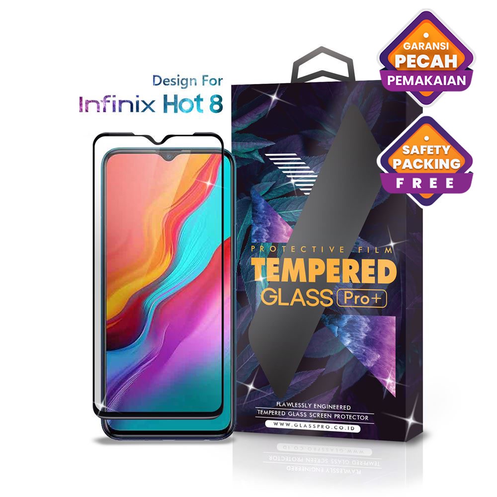 Glass Pro Tempered Glass Infinix Hot 8 Full Cover - Premium