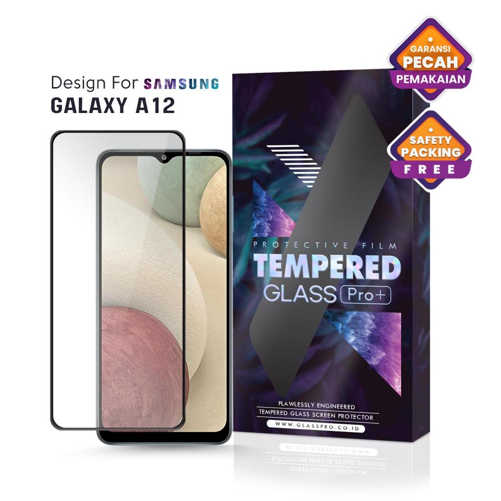 Glass Pro Tempered Glass Samsung Galaxy A12 Full Cover - Premium