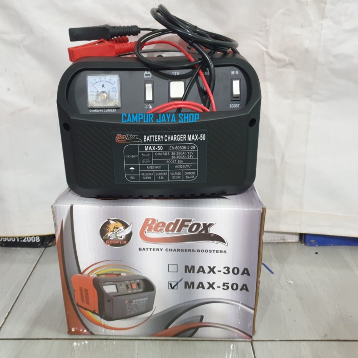 Charger Cas Aki Redfox 50 Ampere Accu Mobil Motor Battery Baterai Terlariss 