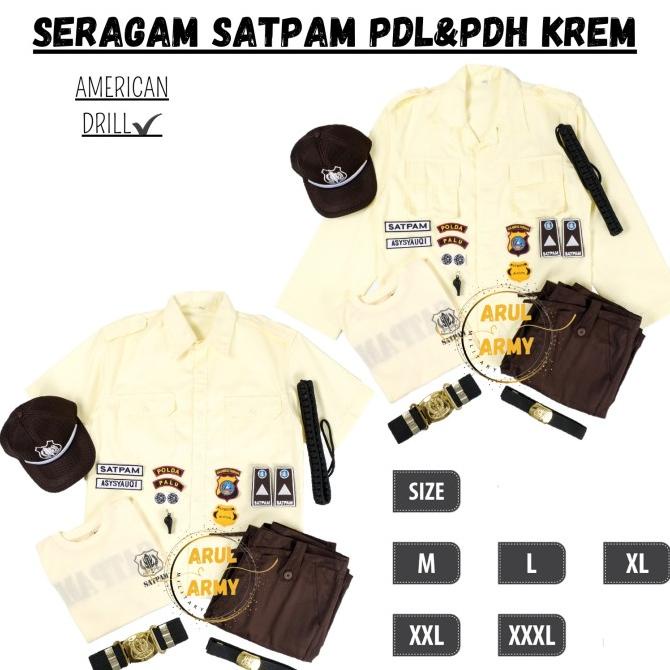 Seragam satpam terbaru 2022 krem baju setelan security pdh pdl cream