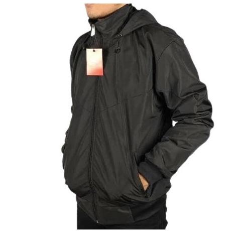 Jaket Parasut Pria Windrunner Polos Hitam M-XXL Jaket Parasit Murah - Hitam,M