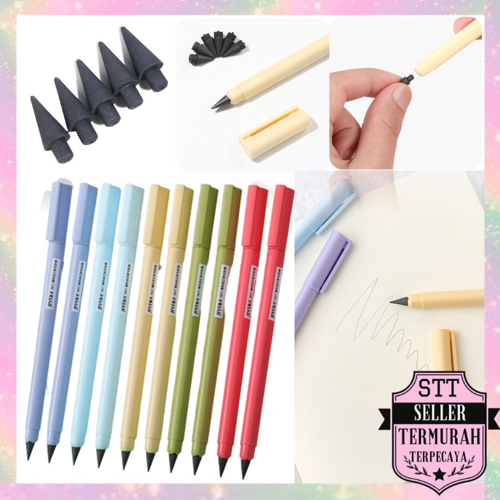 

STT Pensil Eternal Tanpa Isi Warna Macaroon Pensil Abadi Tak Bisa Habis Graphite Pencil Like Pen Untuk Sketsa Lukis Art Tidak Perlu Diasah Warna-Warni Lucu Murah