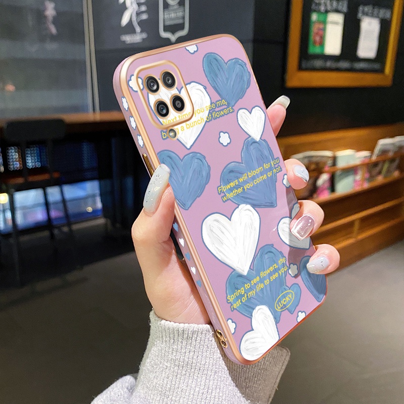 Casing Hp Samsung A12 5G M12 F12 A11 M11 Case lucu terbaru estetik Pasangan Motif hati pelapis Berwa