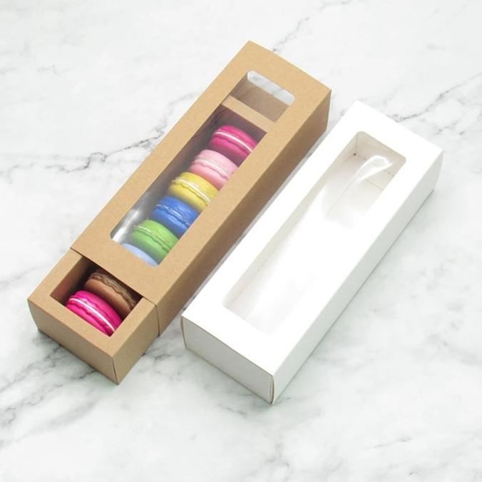 

Dc 10Pcs Macaron Pvc Boxes With Clear Window Paper Packaging Bo