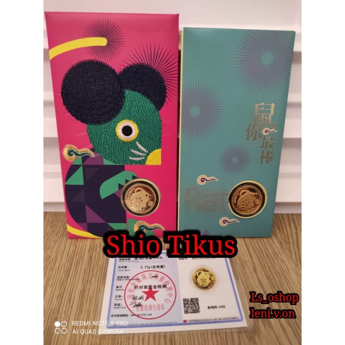 

New! Hadiah / Kado / Souvenir imlek Angpao Koin Emas 12Shio - Tikus Limited