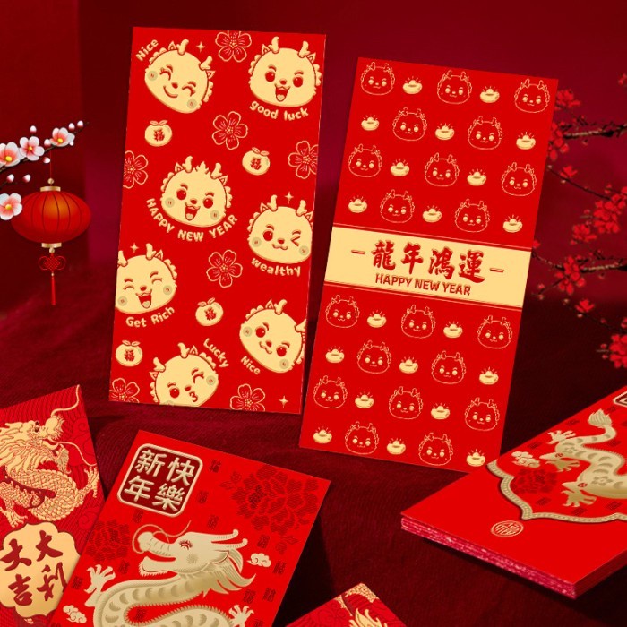 

New! Imlek 2024 Angpao Naga 2024 Isi 6 Merah Angpau Panjang Ampau Imlek Mu Limited