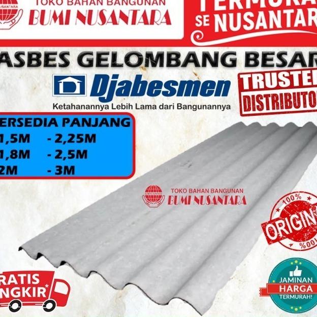Asbes Gelombang Besar 300cm Djabesmen Asli 3m Djabesment 6 Gelombang Terbaru