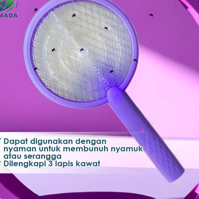 Raket Nyamuk Listrik Serbaguna Pembas Nyamuk Efektif Membas Nyamuk Raket Anti Nyamuk Elektrik Tahan 