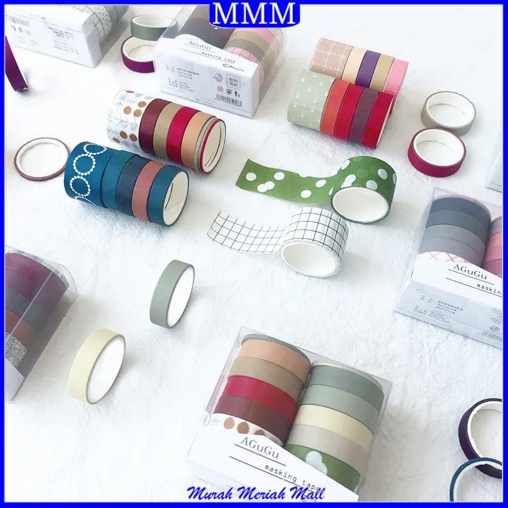 

MMM Masking Tape Set Isi 10Pcs Essential Collection Basic Pattern Isi10 Selotip Bahan Kertas Washi Tape Warna Warni DIY Scrapbook Journal Kotak Box Aeshtetic