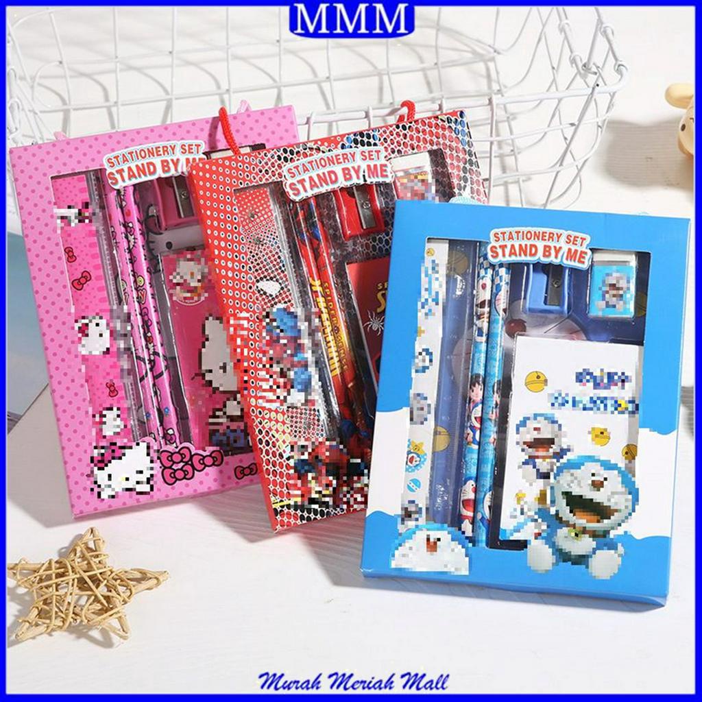 

MMM Alat Tulis Set 6 IN 1 Stationery Set Karakter Lucu Pensil Rautan Penghapus Penggaris Set 6pcs Perlengkapan Alat Tulis Sekolah Anak-Anak TK