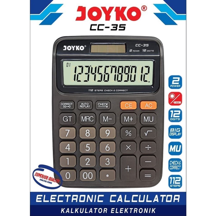 

CALCULATOR / KALKULATOR JOYKO CC-35 / 12 DIGITS / CHECK CORRECT ORIGINAL TERBARU