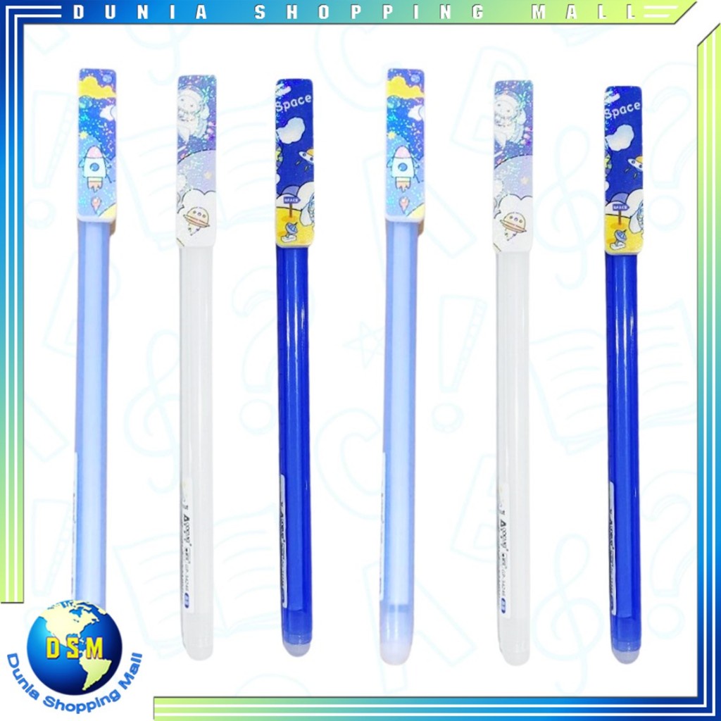 

DSM Pulpen Gel Karakter Kartun Astronot Space Pena Blue Ink Gel Bisa Hapus Karkter 0.5mm Pena Aesthetic Planet GlitterAlat Tulis Sekolah Kantor Stationary