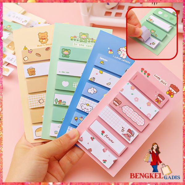 

BG Sticky Notes Lucu 6IN1 Tempelan Kertas Catatan 120 Lembar Notes Kertas Tempel Karakter Bear Frog Girl Pembatas Buku Cute Imut Penanda Buku Memo Stick Stationery Memo Pad Convenience Cute 6 IN 1