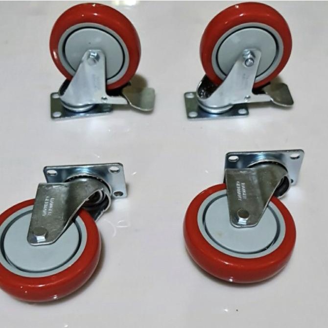 Roda Pu Ranger Germany Putat Rem/ Roda Troli 5Inch Pu