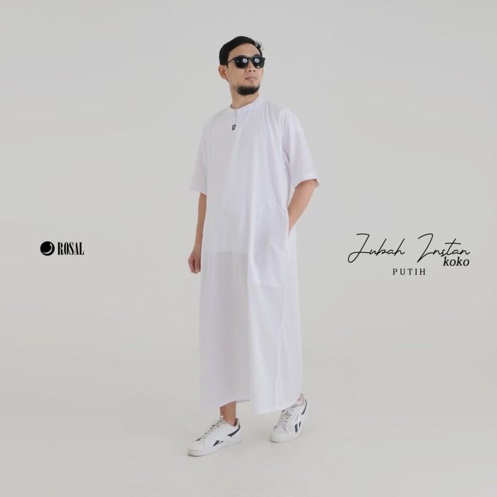 Jubah Gamis Pria Krah Koko Rosal Gamis Instan Jubah Jumbo Ikhwan Putih