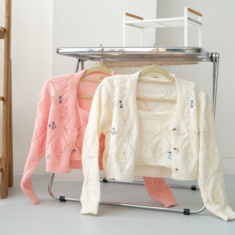 [AMAZED PEOPLE] Karina Cardigan Set Cardigan Floral Rajut Wanita