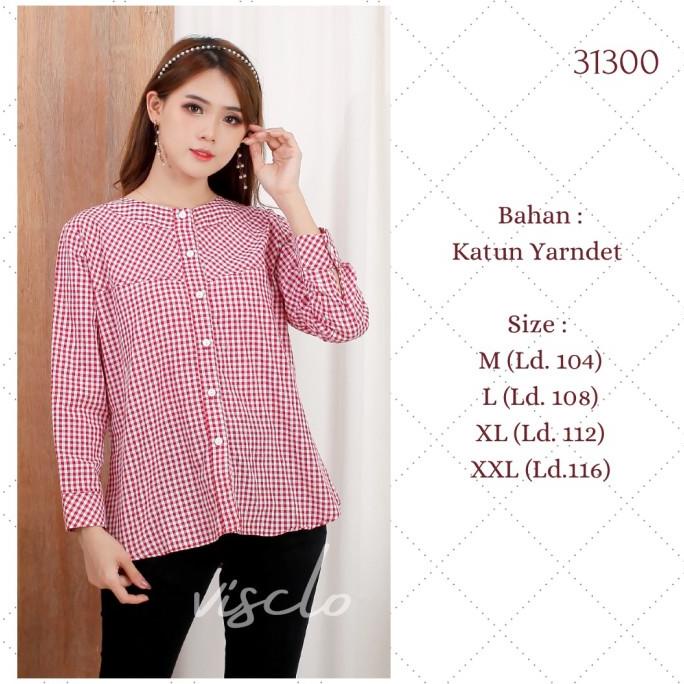 Update - Atasan Blus Wanita Kotak Katun Jepang  31300 ,.