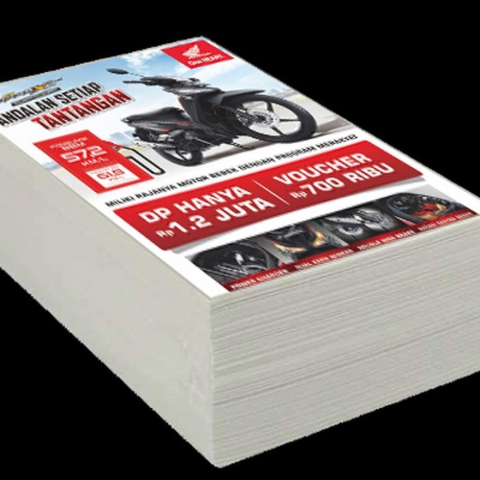 

Cetak 1 sisi Brosur A4 1 Rim bahan art paper 150g