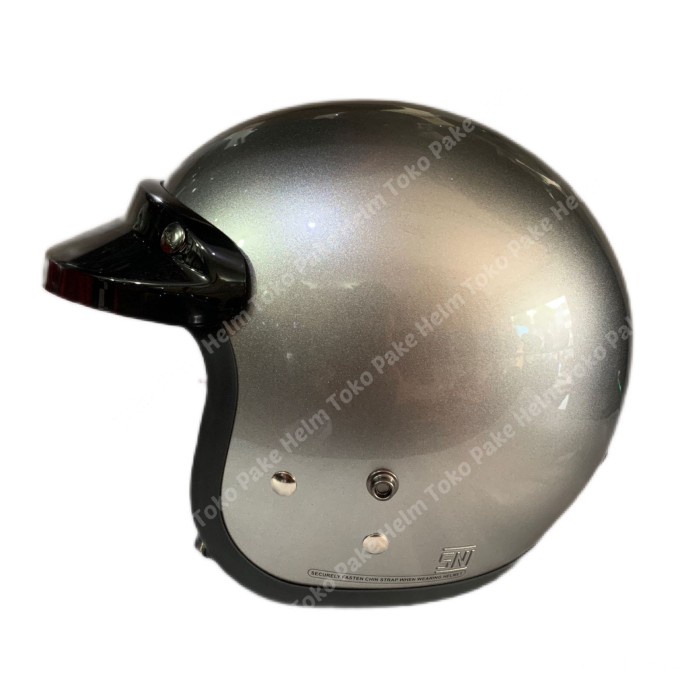 Helm Cargloss Cf Retro Silver Metallic Carglos Half Face