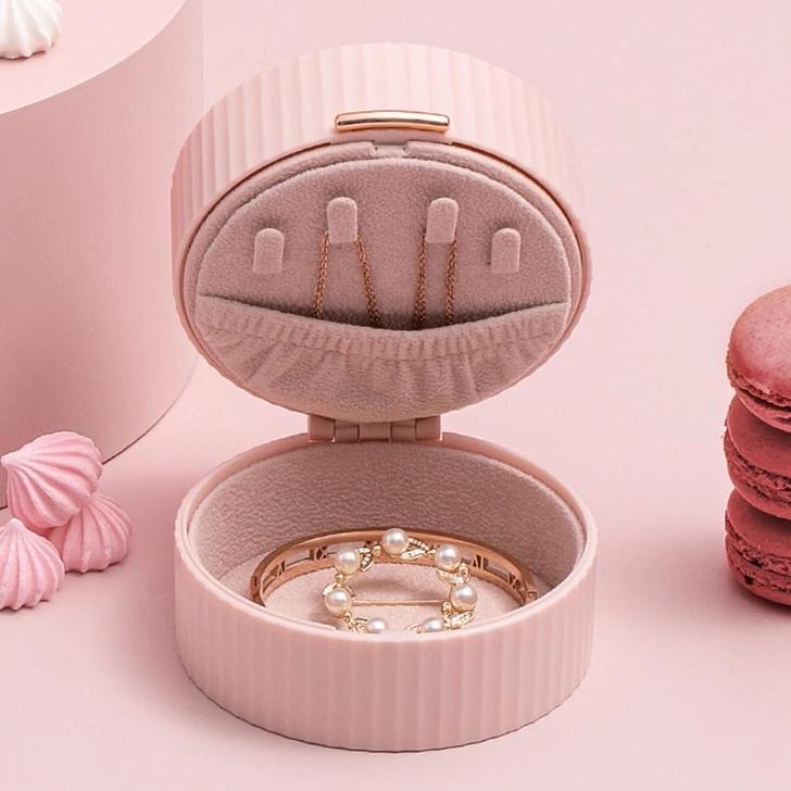 Venusjkt - Kotak Perhiasan Bulat Ni Travel Jewelry Box Yimpanan Kalung Gelang Emas Anting Cincin Kot