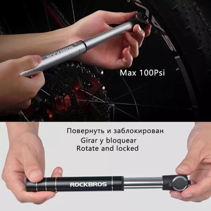 POMPA SEPEDA MINI ROCKBROS JG1040 100psi ORIGINAL PORTABLE MINI PUMP