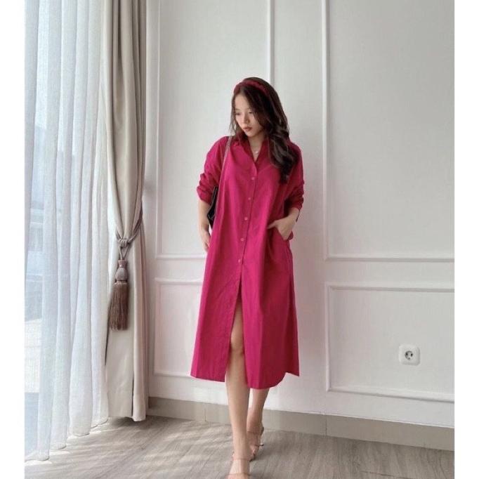 Sjm Nando Tunik Simple Polos Katun Poplin Premium Dress Korea Import Premium Berkualitas