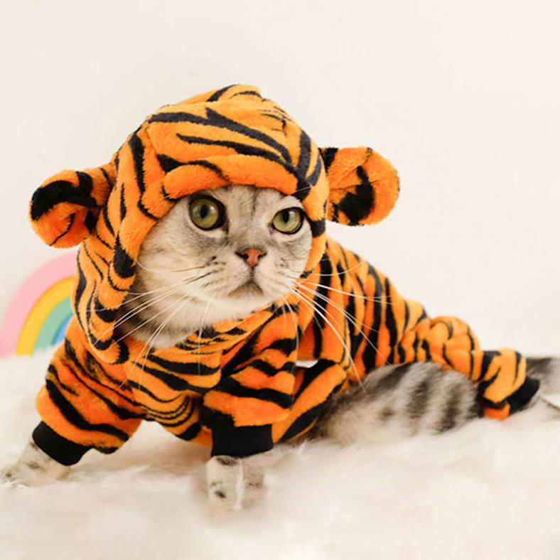 BAJU HARIMAU - Baju Hoodie Pakaian Hewan Kucing Anjing Model Harimau Tiger Jumpsuit