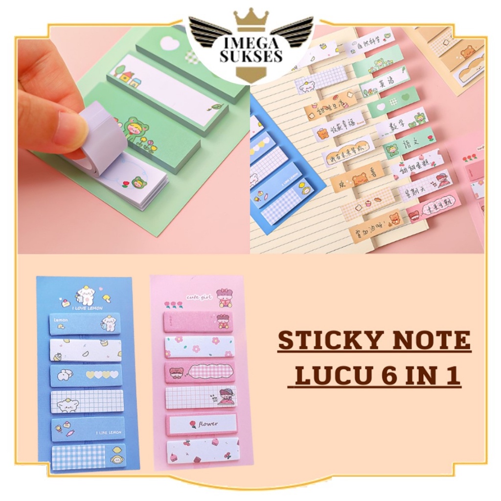 

PHG - Kertas Tempel Karakter Bear Frog Girl Sticky Notes Lucu 6IN1 Tempelan Kertas Catatan 120 Lembar Notes Pembatas Buku Cute Imut Penanda Buku Memo Stick Stationery Memo Pad Convenience Cute 6 IN 1