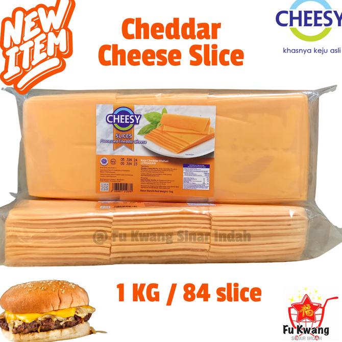 ```````] Cheesy Cheese Slice Red Cheddar Keju Burger 1 KG 84 slice