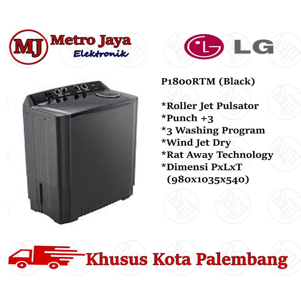 Mesin Cuci 2 Tabung LG 18kg P1800RTM / P1800 Mesin cuci LG 2 tabung 18 kg garansi resmi