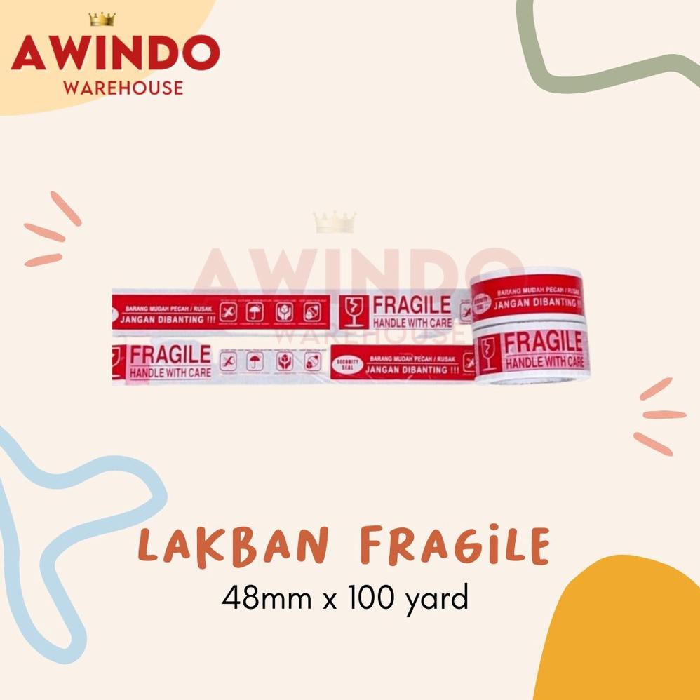 

LAKBAN FRAGILE - Lem Perekat Isolasi Fragile 48mm x 100yard 100meter