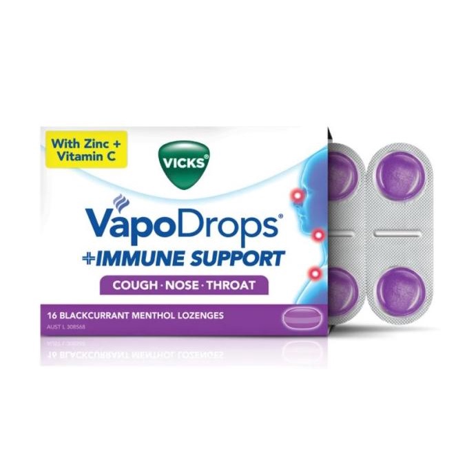 Permen Vicks Vapodrops + Immune Support Isi 16 Lozenges