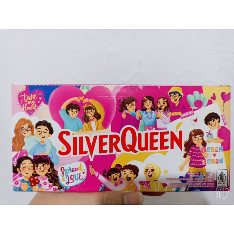 

SILVERQUEEN ISI 2 COKELAT KACANG MEDE COKLAT EDISI VALENTINE