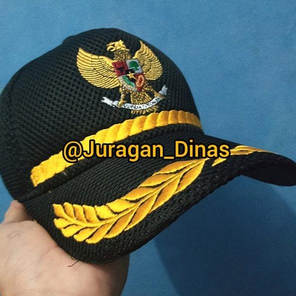 TOPI LOGO LAMBANG GARUDA RT RW LURAH KADES KEPALA DESA HITAM KHAKY