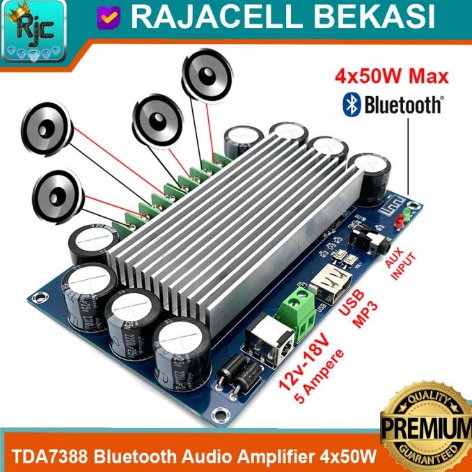Xh-A397 Bluetooth Audio Amplifier Quadro 4X 50W Tda7388 Car Amplifier Kualitas Premium