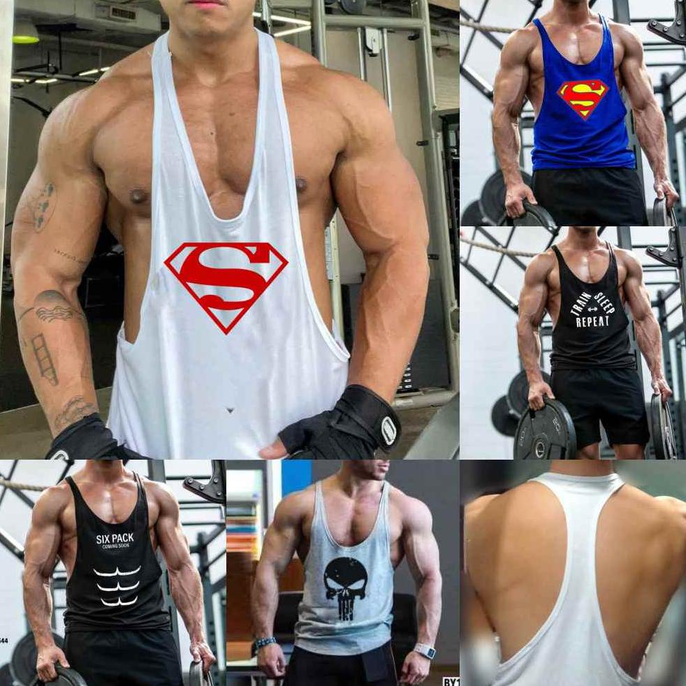 Best Seller Singlet Gym Pria Polos Oversize Fitness Tali Kecil Running Training Sport Wear Men Tank 