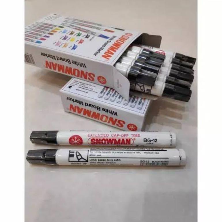 

Big Sale Spidol WHITEBOARD SNOWMAN BG-12 (12 PCS) HITAM Terlaris